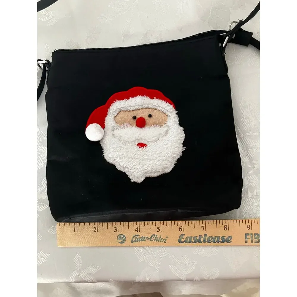Kim Rogers Black Santa Crossbody Purse Christmas Holiday Adjustable Strap
